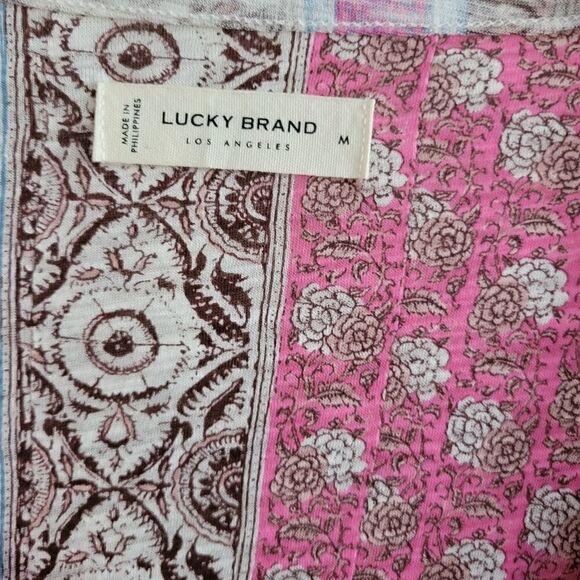 "Lucky Brand " Woman's Pullover Top Size: medium pink/brown multicolored NWT - Picture 4 of 8